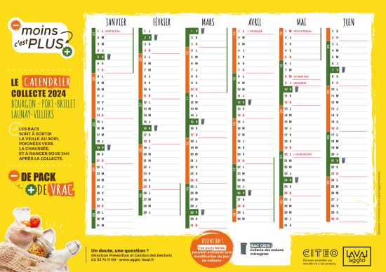 Calendrier des collecte 2024