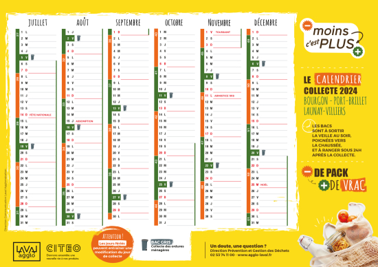 Calendrier des collecte 2024