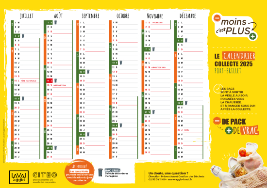 Calendrier des collecte 2025